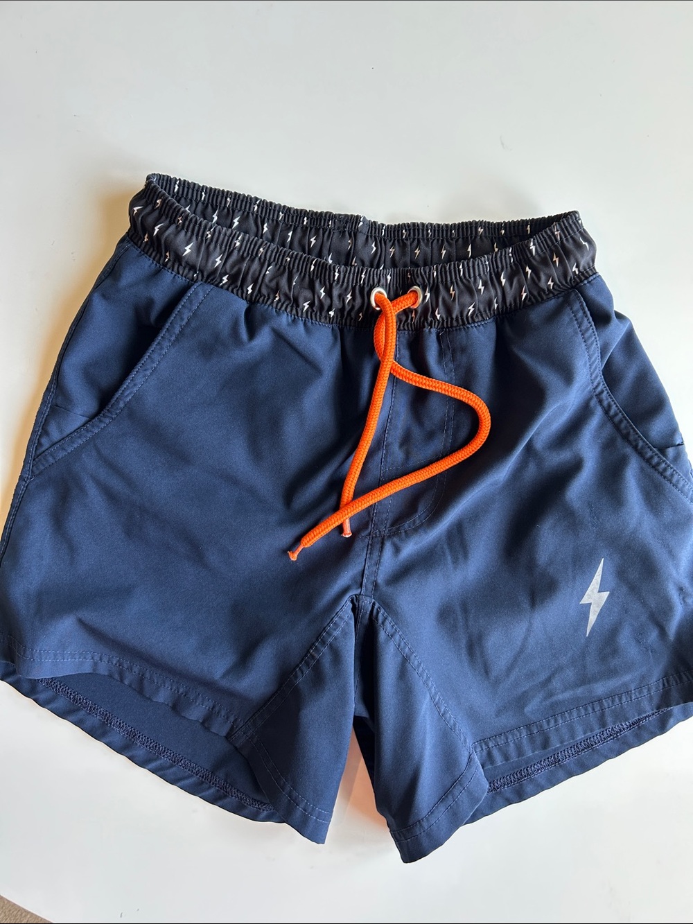 Boys Navy Active Shorts with Orange Drawstring